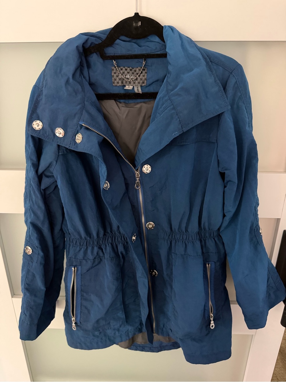 Blue Anorak Utility Jacket with Drawstring Waist - Unbranded